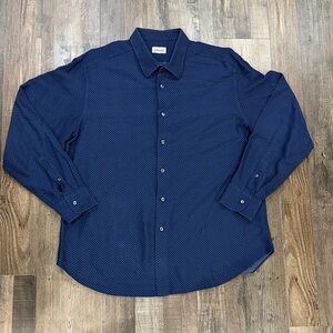 Brioni Navy Micro-Pattern Long Sleeve Button-Down Shirt